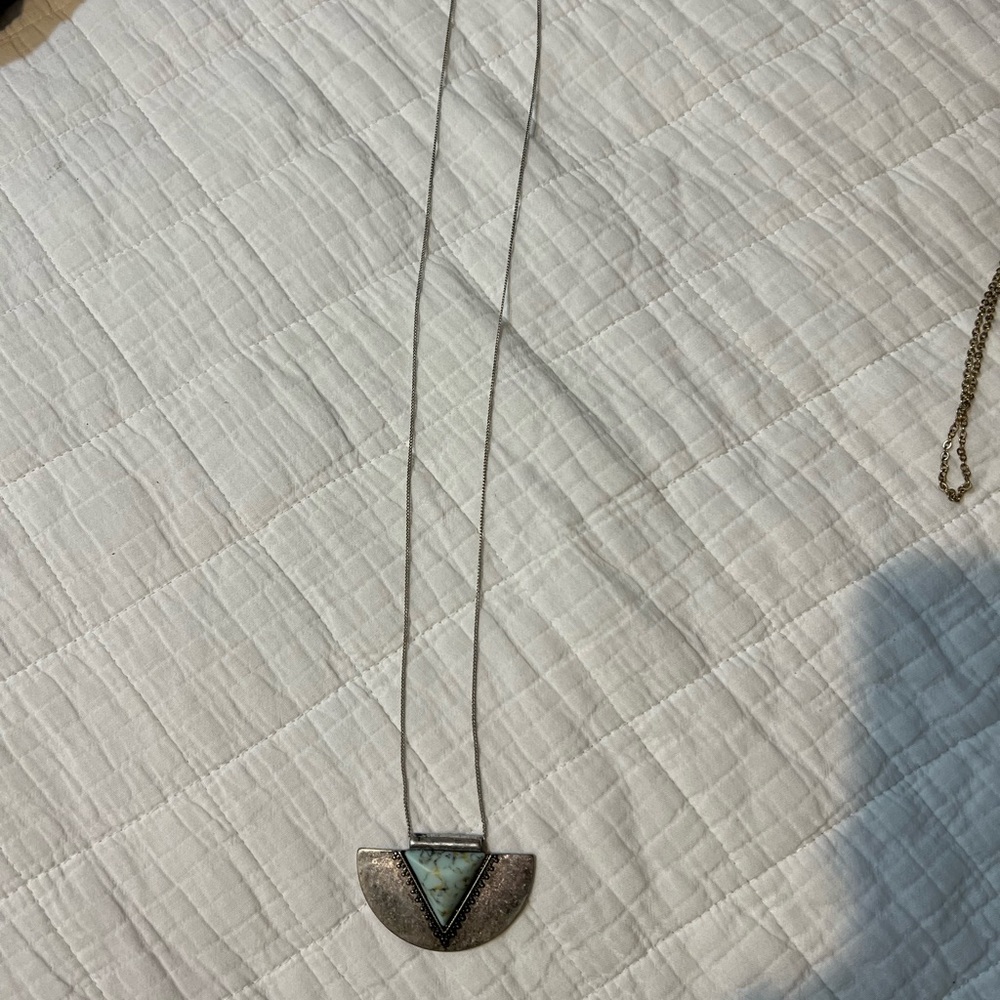 Long Silver And Turquoise Statement Necklace - image 2